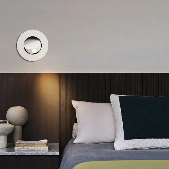 LED 6W White Bedside Wall Light with Pop Up Adjustable Spot - Warm White