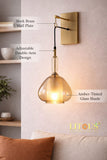 Gold Metal Amber Glass Wall Light Metal