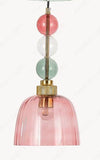 Rose Gold Glass Pendant Light for Bedside Hanging Light - Warm White