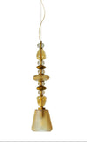 LED Glass Amber Brass Gold Pendant Lamp Ceiling Light