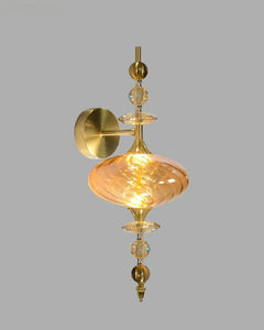 Gold Amber Glass Wall Light for Living Room Drawing Room Bedroom - Warm White
