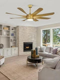 60 Inch 8 Blades Matt Gold Ceiling Fan with LED Light and Remote Control