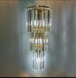 Led 3 Layer Crystal Mashal Modern Gold Metal Wall Light for Drawing Room - Warm White - Ashish Electrical India