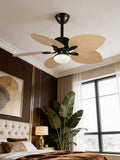 52 INCH WIND WOODEN PALM LEAF CEILING FAN REMOTE CONTROLLED WITH LIGHT