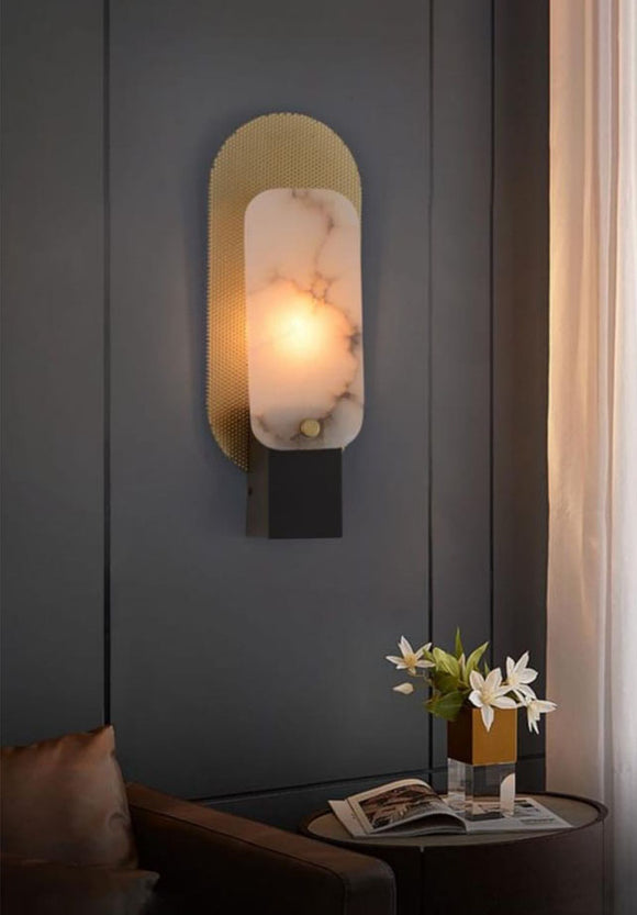 LED Stone Black Gold Frost Wall Light Living Dining Bedside Light - Warm White