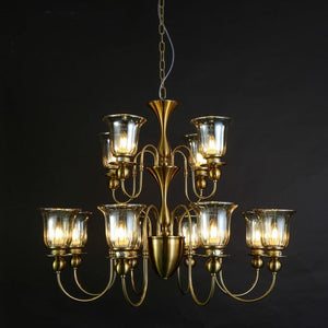 12 Light Champagne Glass Italian Brass Chandelier Light for Dining Hall
