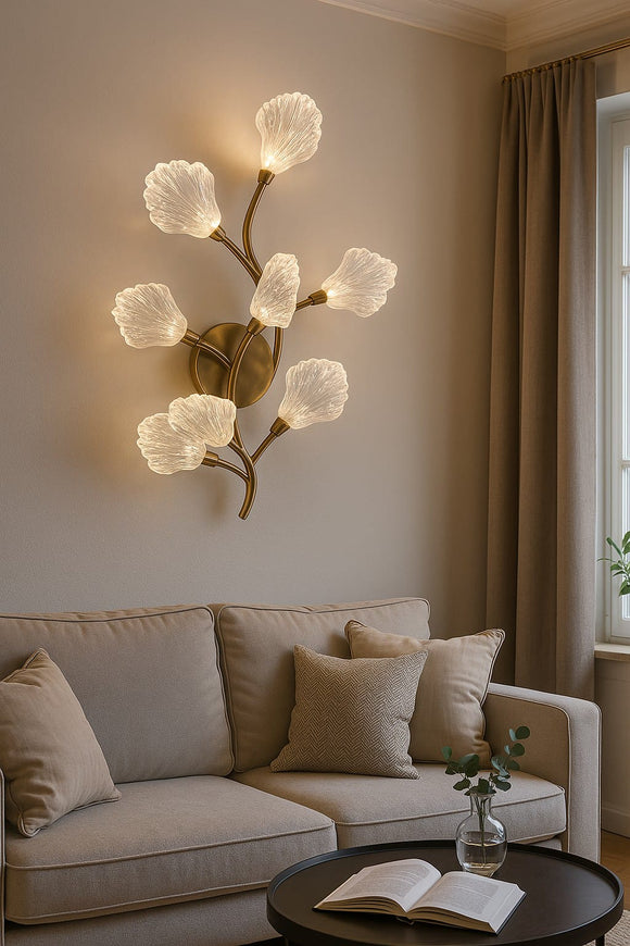 LED Gold Frost Leaf Wall Light Living Dining Bedside Light
