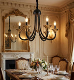 6 Light Black Gold Italian Chandelier Light for Dining Hall