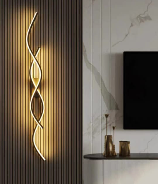 800 MM LED Black Coated Long Curl Wall Light - Warm White
