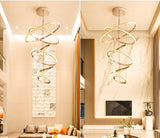 8 LIGHTS 8 RINGS Acrylic FRENCH GOLD BODY LED CHANDELIER HANGING LAMP - WARM WHITE - Ashish Electrical India