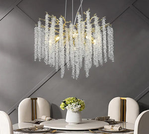 600 MM Crystal Gold Metal LED Tree Chandelier Hanging Lamp - Warm White