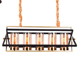 5 Light Brass Antique Gold Black Amber Glass Chandelier Ceiling Lights Hanging - Warm White - Ashish Electrical India