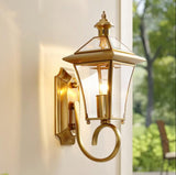 Outdoor Wall Light Fixture Gold Brass Wall Waterproof Lights Wall Mount with Glass Shade - Warm White