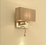 LED Wall Light Dark Beige Reading Bedside Stainless Steel Wall Lamp Shade - Warm White