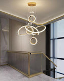 LED Golden 3 Light Rings Pendant Chandelier Light - Warm White