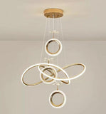 LED Golden 3 Light Rings Pendant Chandelier Light - Warm White - Ashish Electrical India