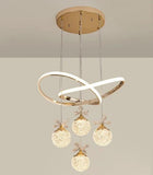 LED Golden 6 Light Curvy Pendant Chandelier Light - Warm White - Ashish Electrical India