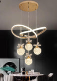 LED Golden 6 Light Curvy Pendant Chandelier Light - Warm White