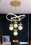 LED Golden 6 Light Curvy Pendant Chandelier Light - Warm White