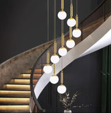 10 LIGHT LED Frosted Glass DOUBLE HEIGHT STAIR CHANDELIER - WARM WHITE