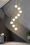 10 LIGHT LED Frosted Glass DOUBLE HEIGHT STAIR CHANDELIER - WARM WHITE - Ashish Electrical India
