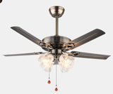 3 LIGHT GLASS CEILING FAN CHANDELIER 52 INCH GOLD RETRACTABLE LIGHT LED 3 COLOR SETTING CONTROL WITH REMOTE - WARM WHITE