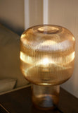 Desk Table Lamp Fluted Glass Shade Gold Base for Home and Office Use - Warm White