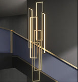 6-LIGHT LED Rectangular DOUBLE HEIGHT STAIR CHANDELIER - WARM WHITE - Ashish Electrical India