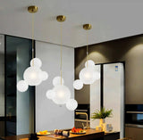 LED Round Gold 4 Frost Glass Pendant Lamp Ceiling Light - Warm White
