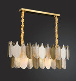 1200x400 MM Frost Clear Glass Gold Metal LED Chandelier Hanging Suspension Lamp - Warm White - Ashish Electrical India