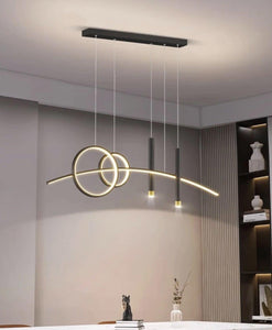 5 Led Black Gold Body Modern Linear LED Chandelier Pendant Light Hanging Suspension Lamp - Warm White - Ashish Electrical India