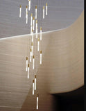 25-LIGHT LED ACRYLIC GOLD DOUBLE HEIGHT STAIR CHANDELIER - WARM WHITE - Ashish Electrical India