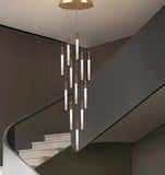 25-LIGHT LED ACRYLIC GOLD DOUBLE HEIGHT STAIR CHANDELIER - WARM WHITE - Ashish Electrical India