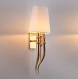Wall Light Electroplated Brushed Brass with Fabric Shade - Warm White - Ashish Electrical India