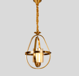 1 Light LED Gold Brass Amber Glass Pendant Lamp Ceiling Light Dining Room - Warm White - Ashish Electrical India