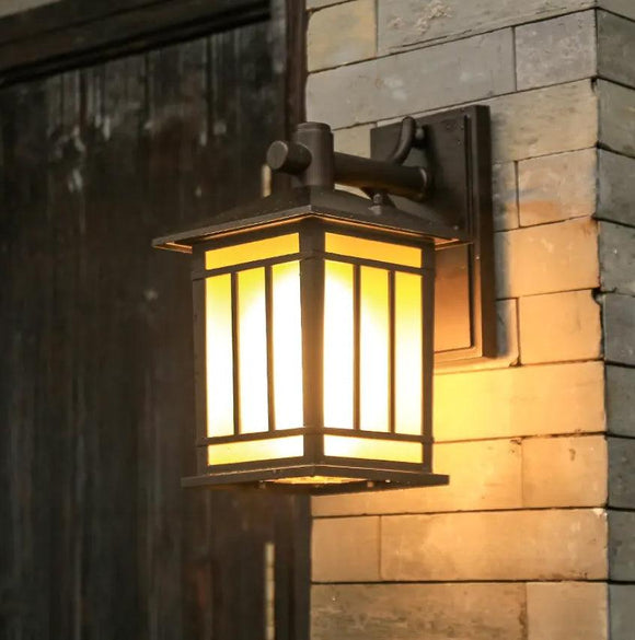 Outdoor Wall Light Fixture Black Wall Lights with Glass Shade - Warm White