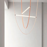 2 Light 1200MM Tan Color Leather Belt Chandelier Hanging Lamp - Warm White