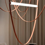 2 Light 1200MM Tan Color Leather Belt Chandelier Hanging Lamp - Warm White