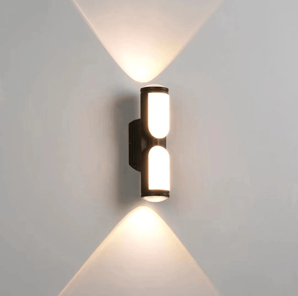 4 LED Outdoor Black Wall Lamp Up and Down Wall Lamp Waterproof (Warm White) - Ashish Electrical India