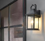 Black Matt Outdoor Wall Light Fixture Brown Wall Lights with Frost Glass Shade - Warm White