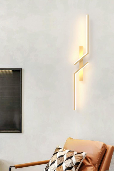 600 MM LED Gold Coated Long Zig Zac Wall Light - Warm White