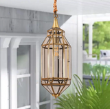 Gold Brass Glass Pendant Light Hanging Outdoor Terrace Entrance Light