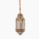 Gold Brass Glass Pendant Light Hanging Outdoor Terrace Entrance Light