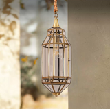 Gold Brass Glass Pendant Light Hanging Outdoor Terrace Entrance Light