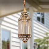 Gold Brass Glass Pendant Light Hanging Outdoor Terrace Entrance Light