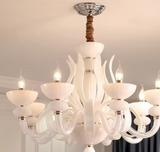 6 Light Champagne Glass Italian Chandelier Ceiling Lights Hanging - Warm White