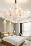 6 Light Champagne Glass Italian Chandelier Ceiling Lights Hanging - Warm White