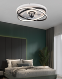 500 MM Black White Low Ceiling Light with Fan LED Chandelier - Warm White