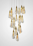 16 -LIGHT LED Crystal ring DOUBLE HEIGHT STAIR CHANDELIER - WARM WHITE