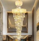 1800MMX600MM K9 CRYSTAL LED DOUBLE HEIGHT STAIR CHANDELIER - WARM WHITE